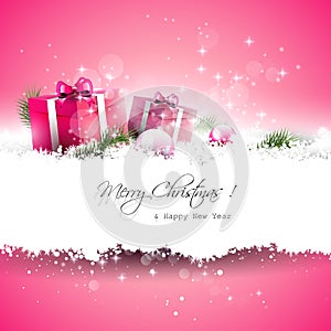Pink Christmas greeting card
