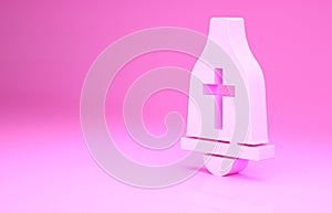 Pink Church bell icon isolated on pink background. Alarm symbol, service bell, handbell sign, notification symbol