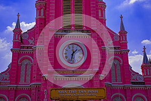 A Pink church at Tan Dinh church in Ho Chi Minh