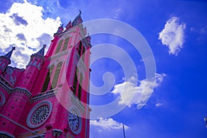 A Pink church at Tan Dinh church in Ho Chi Minh