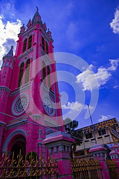 A Pink church at Tan Dinh church in Ho Chi Minh
