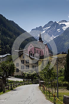 Pink Church of Trient, Switzerland