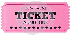 Pink cinema retro admit one ticket