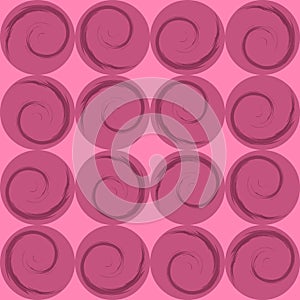 Pink circles with spirals, wrapping paper