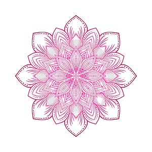 Pink circular lotus mandala flower pattern