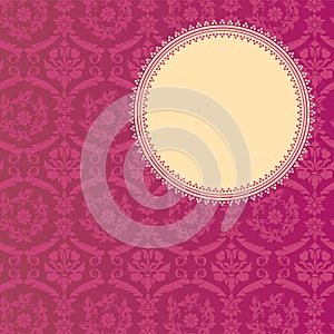 Pink classical damask round banner