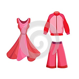 Pink clothes. Flat vector clipart, illustration