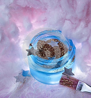 pink cloud artist brush cream beauty painting creative glitter wedding decoration powder tulle