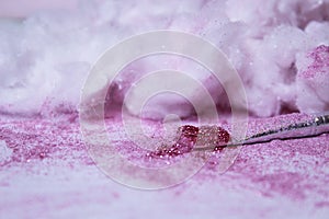 pink cloud artist brush painting creative glitter wedding decoration powder tulle