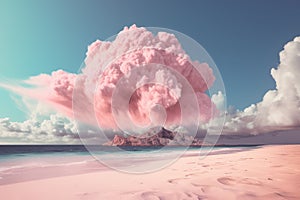 Pink cloud sky. Generate Ai