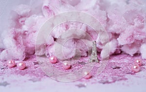 pink clouds Eiffel tower glitter wedding decoration powder tulle