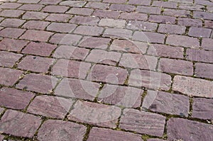 Pink cobbles in the street