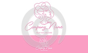 Pink Color Beauty Female Woman Face Line Art Logo Design
