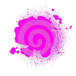 Pink color ink splash texture, art abstract background, isolated