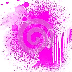 Pink color ink splash texture, art abstract background, isolated