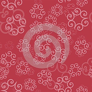 Pink Color ornament of mandalas on a light red background. Template for oriental wrapping paper, shawls, textiles