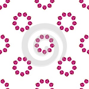 Pink color petals round seamless pattern frame design on white background, vector illustration
