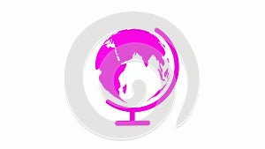 Pink color standing rotated planet animation on white background