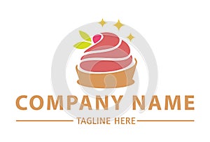Pink Color Yummy Ice Cream Muffin Logo Design
