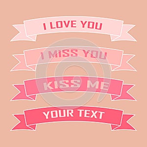 Pink colored banners with messages