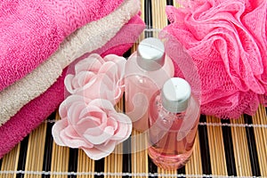 Pink colored bath accessory