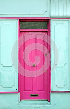 Pink colored door