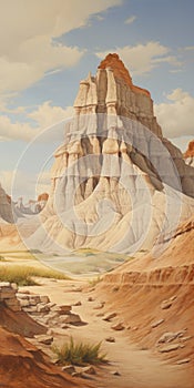 Detailed Badlands Painting In The Style Of Dalhart Windberg photo