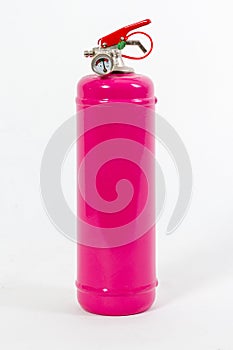 Pink Colored retro fire extinguisher isolated on white background