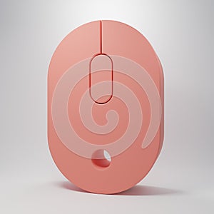 Pink Computer mouse icon isolated on pink background. Optical with wheel symbol. Minimalism concept. 3D render