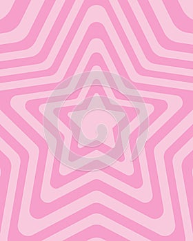 Pink concentric stars background. Groovy psychedelic wallpaper design. Aesthetic preppy poster with hypnotic effect photo