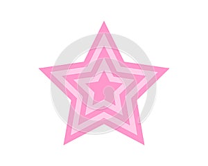 Pink concentric stars icon in y2k retro style. 80, 90s or 2000s sticker in pastel colors. Cute girly vintage design