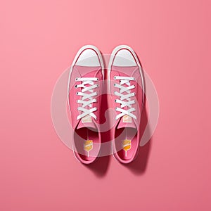 Pink Converse Low Sneakers: Hyper-realistic Duckcore Still Life photo