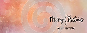 Pink/coral Christmas abstract backdrop with quote, panoramic style