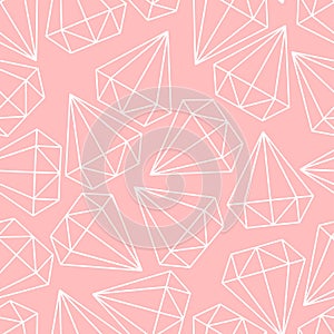 Vector pink or coral color pattern, texture, background with diamonds, crystals, brilliants. photo