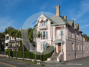 Pink Corner Mansion, Battery Park, Charleston SC