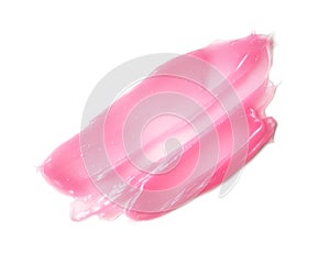 Pink cosmetic smear or swatch of lip gloss, nail polish or other products