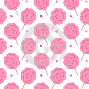 Pink cotton candy pattern on white background