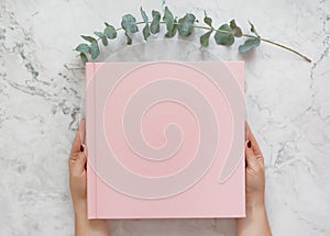 Pink cover book with copy space