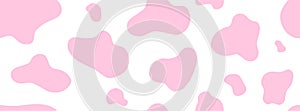 Pink cow seamless pattern. Vector long abstract background with repeated stains on a white background