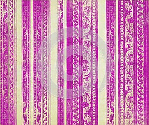 Pink and cream floral wood carved stripes