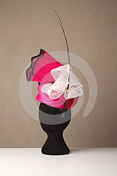 Pink and cream millinery races ladies hat