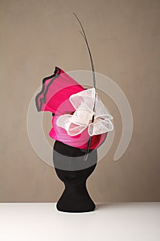 Pink and cream millinery races ladies hat photo