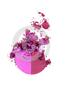 Pink crushed Eyeshadow isolated on white