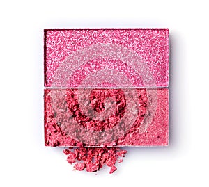 Pink crushed eyeshadow for make up as sample of cosmetic product