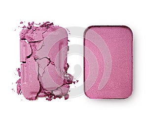 Pink crushed eyeshadow for makeup as sample of cosmetic product