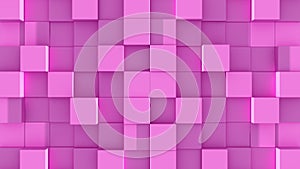 Pink cubes assemble on green background