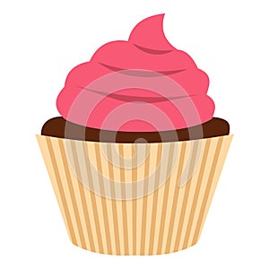 Pink cupcake icon isolated