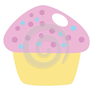 Pink cupcake with sprinkles, icon