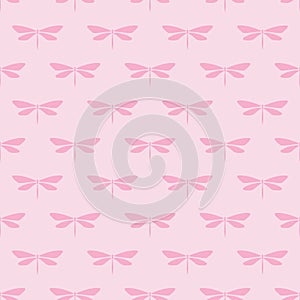 Pink cute dragonfly seamless pattern background