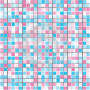 Pink and cyan square tiles seamless vector texture